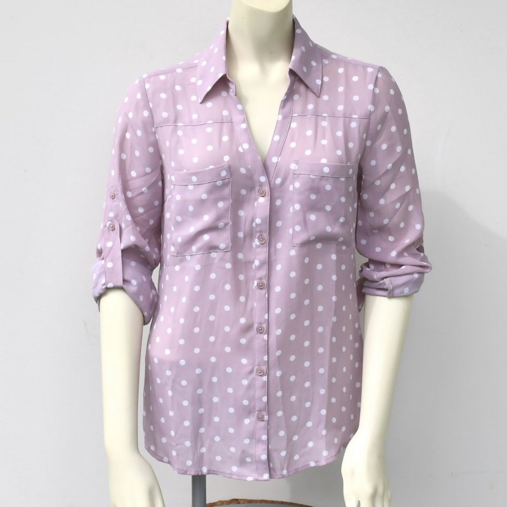 Express Portofino Mauve Cream Polka Dot Shirt (Size small)